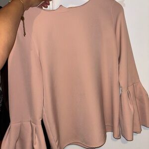 LOFT Dusty Blush Bell Sleeve Top